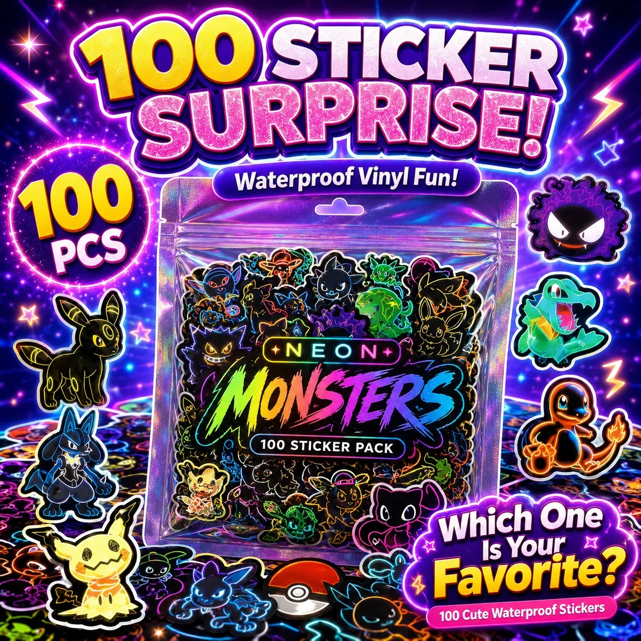 100 pegatinas de Pokémon de ne - Luggage reseña y precio